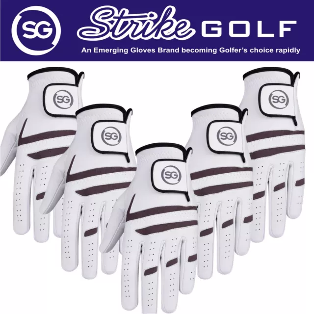 SG Pack of 5 Men Premium Cabretta leather golf gloves VALUE 4 MONEY