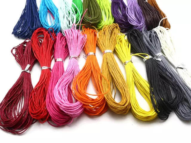 200 Meters Mixed Color Waxed Cotton Beading Cord 1mm for Bracelet 20 COLOUR