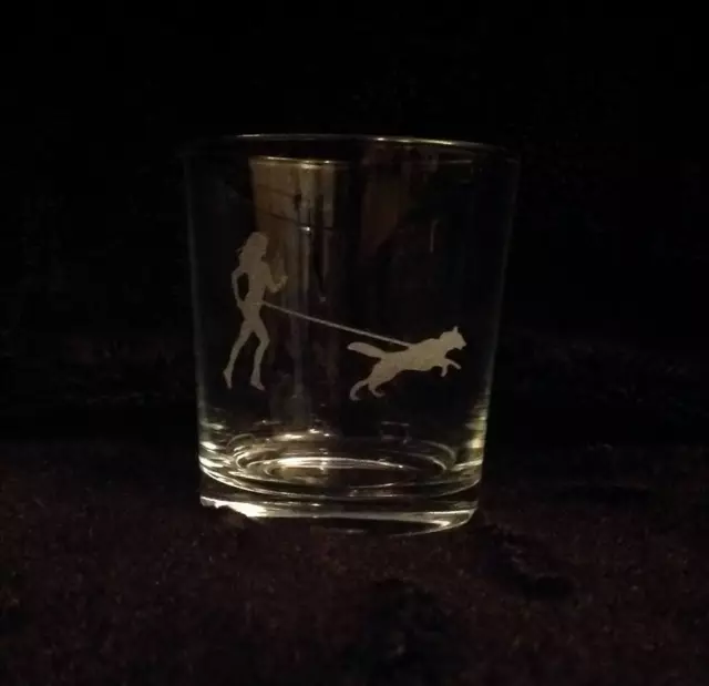 Female Cani Cross Dog Etched Whiskey Glass Mothers Day Christmas Gift Present