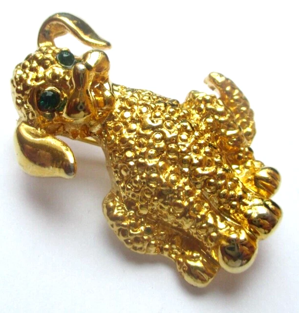 Broche Vintage Cœur Vert émeraude Et Cristaux - Couleur Or, Bijou Ancien Rare, Occasion