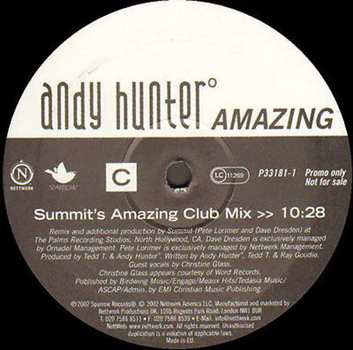 ANDY HUNTER - Amazing (Brother Brown Rmxs) - Nettwerk - 2002 - UK - P33181-1