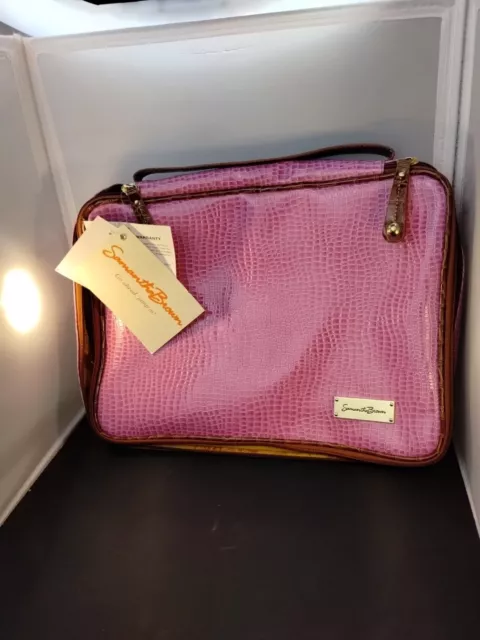 Samantha Brown Makeup Bag Large Croc Pink Brown 3 Small Accessory Bags Tags