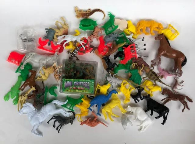 Zoo Jungle Woodland Farm Animal Figure Toy Lot (14Pcs) 3 Small Plastic  vinyl
