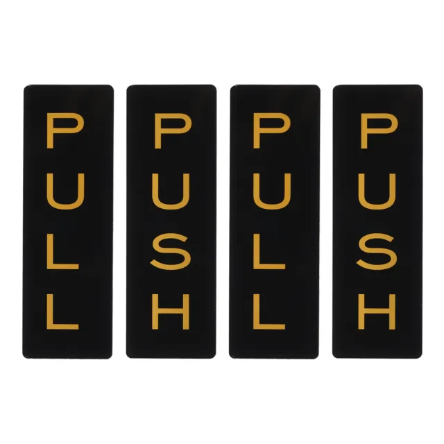 Insegna porta push push pull 5x1,7", 2 paia acrilico autoadesivo tonalità nero/oro