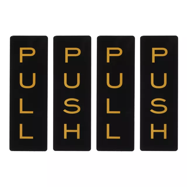 Insegna porta push push pull 5x1,7", 2 paia acrilico autoadesivo tonalità nero/oro