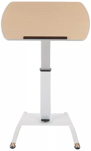 Luxor Pneumatic Adjustable-Height Lectern/Mobile Standing Desk - Light Wood