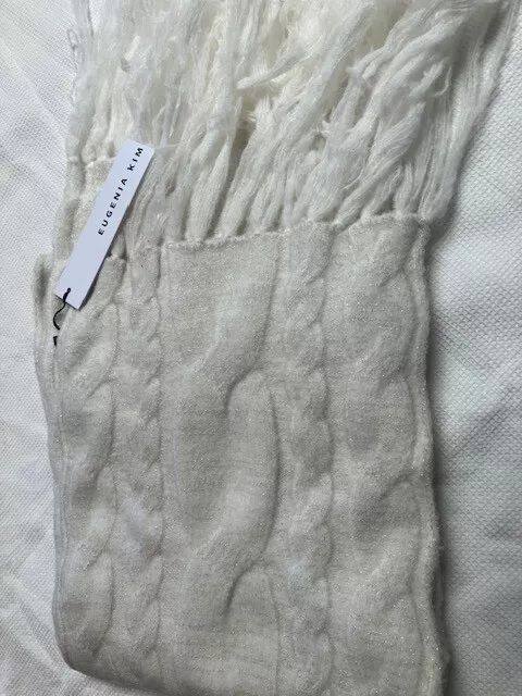 NWT Eugenia Kim Scarf 100% Extra fine Merino Wool Winter White Silver Color