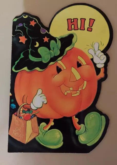 Hallmark Vintage Children's  Halloween pumpkin witch greeting card