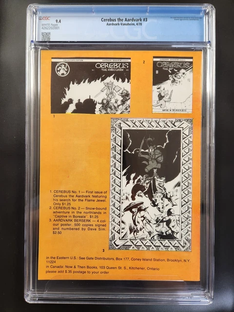 Cerebus The Aardvark #3 Cgc 9.4 - Wp - Nm - 1St Red Sophia - Dave Sim 2