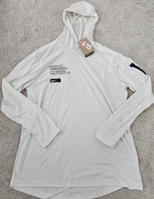 Nike University Of Virginia Dri-Fit Mens Large Long Sleeve Hooded T-Shirt White