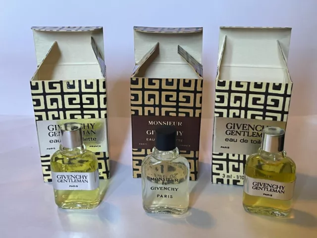 3 x GIVENCHY GENTLEMAN & MONSIEUR 3 ml eau de toilette mini original