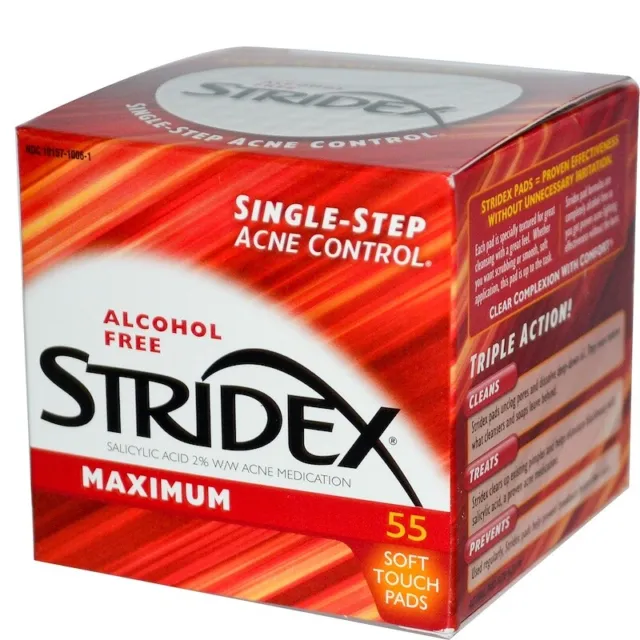 Stridex Acne Control Alcohol Free, Contains 2% Salicylic Acid | 55 Soft Pads
