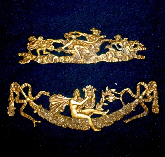 Set Of Two French  Bronze/Brass Decors Furniture Mounts Pediments