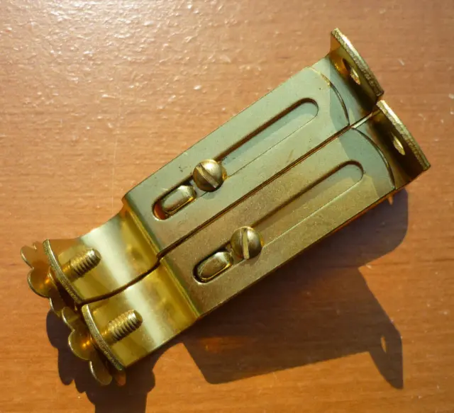 (2) Vintage Brass Finish Adjustable 1/2" Curtain Rod Bracket Holder Drapery Rod