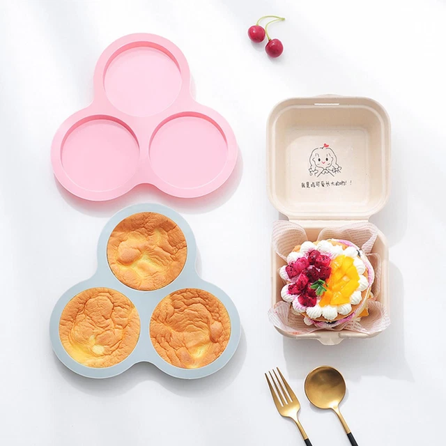 Air Fryer Egg Mold 3 Cavity Silicone Air Fryer Egg Pan Round Cake Mold Non-Stick