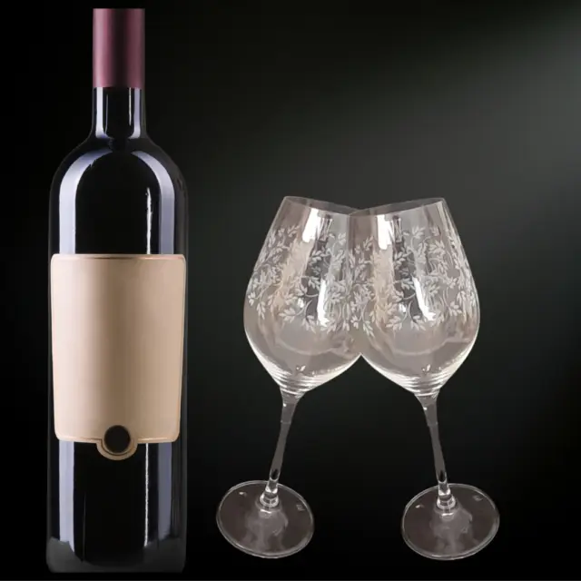 Copas para vino, agua vidrio transparente con hojitas, 6 piezas, 3 Colores 21 cl