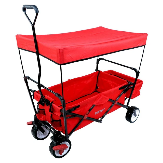 Fuxtec Wild Cruiser Grey The Original Folding Garden Trolley for Children, Transport, Beach, City, Forest, Pull or Push, Load Capacity 75 kg