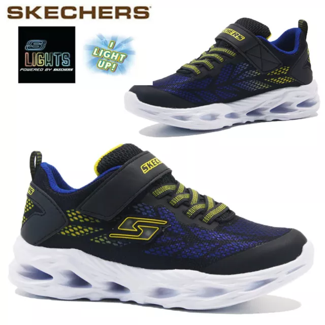 Boys Kids Skechers Trainers Turbo Flashing Light Up Comfort Walking Shoes Size