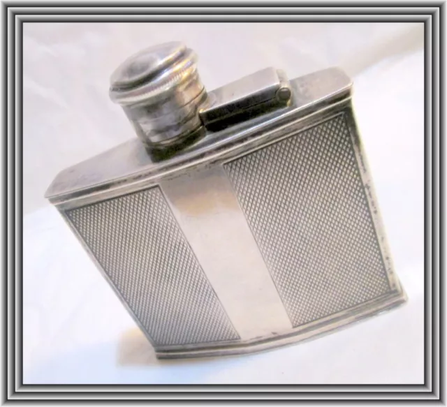 MAPPIN & WEBB c1927 English Sterling - 3" ART DECO MINIATURE SILVER WHISKY FLASK 3
