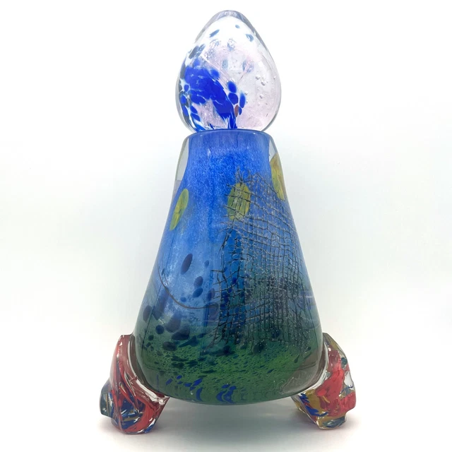 Flacon Et Bouchon En Verre Soufflé Par Guy Untrauer - France, Daté 1990, Pièce Unique En Très Bel état