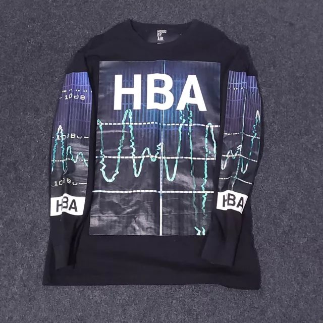 Hood By Air HBA Shirt Mens Large Black Long Sleeve Graphic Heart Monitor Rare 2