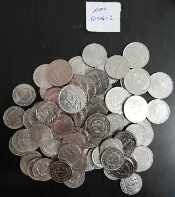 Lot monnaies françaises 100 pièces 1, 2, 5 francs Commémoratives