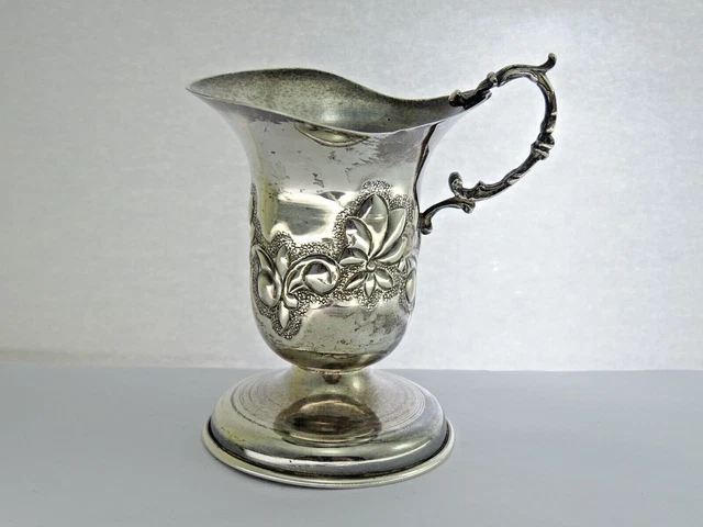 Vintage Hallmarked Embossed Sterling Silver Cream Jug