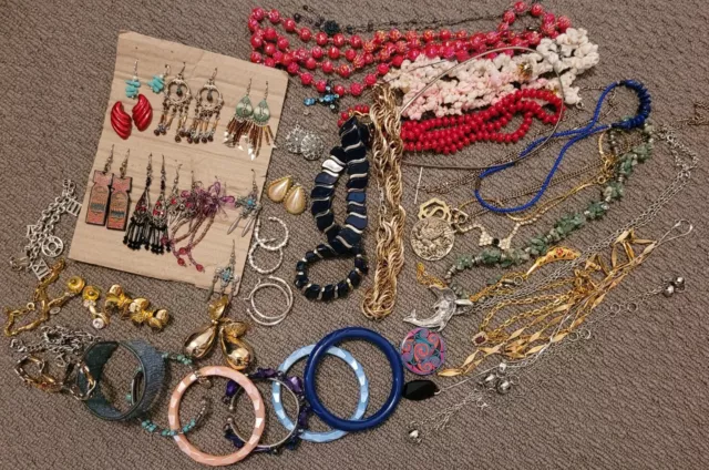 Bulk Jewellery - 46 Pieces - Necklaces, Earrings, Bracelets