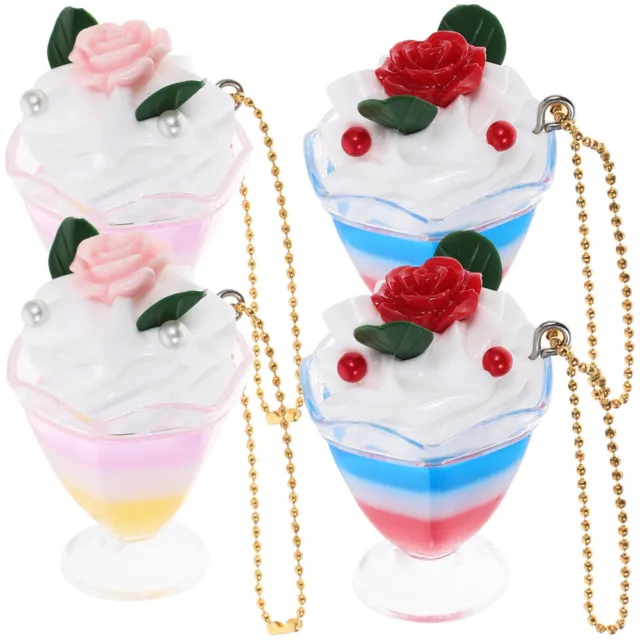 4 pièces breloques de crème glacée simulé Dessert décorations suspendues