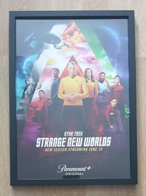 Star Trek strange new worlds SEASON 2 A3 Print in a new black wooden frame