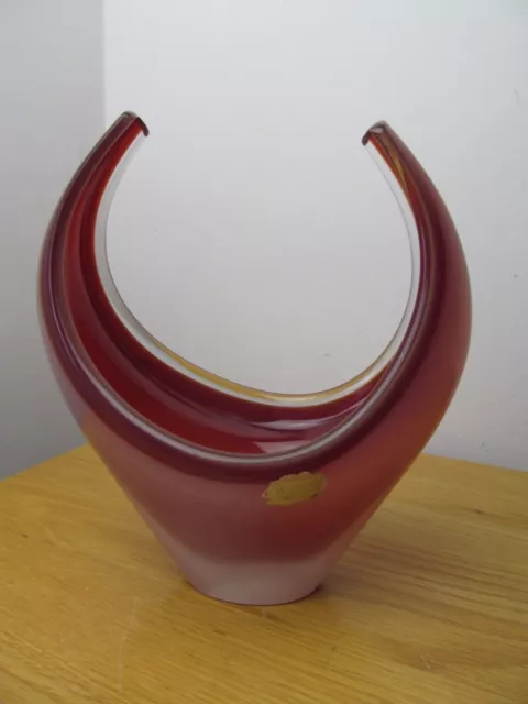 Vintage Murano Glass Red & White Art Glass Sculpture Bowl