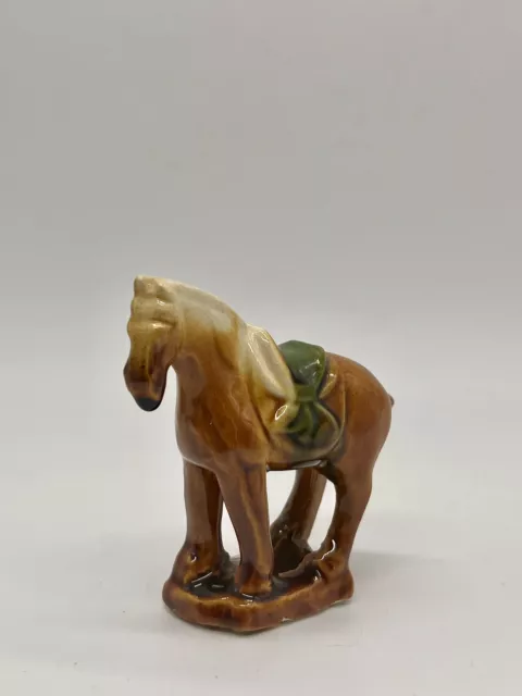 Vintage Chinese Tang Dynasty Style Sancai Glazed Horse Figurine