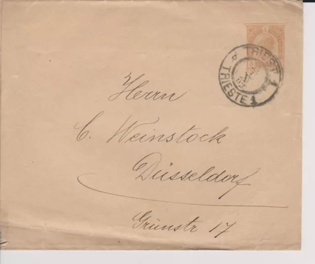 1902 Österreich Kaiserreich-Brief Ital nach Düsseldorf-Stempel TRIESTE 1, 1.X.02