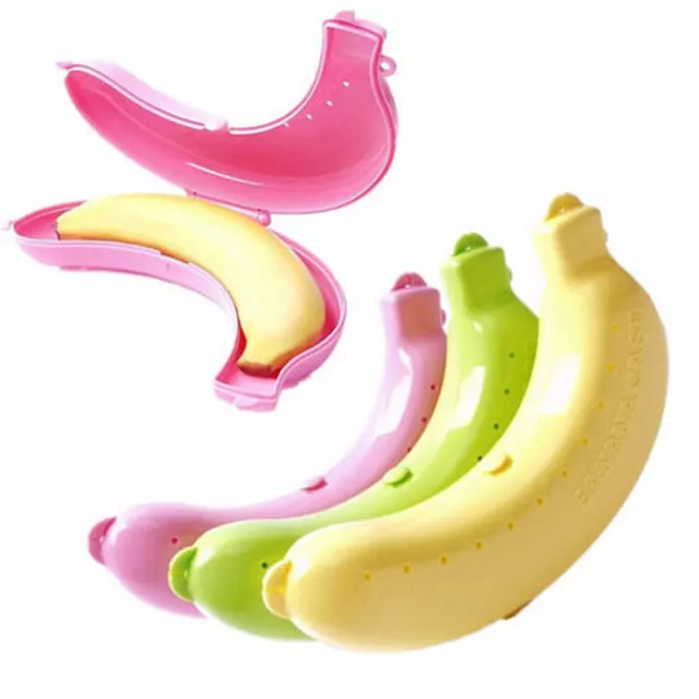 3 Color Fruit Banana Protector Box Holder Case Lunch Container Storage 19cm S EW