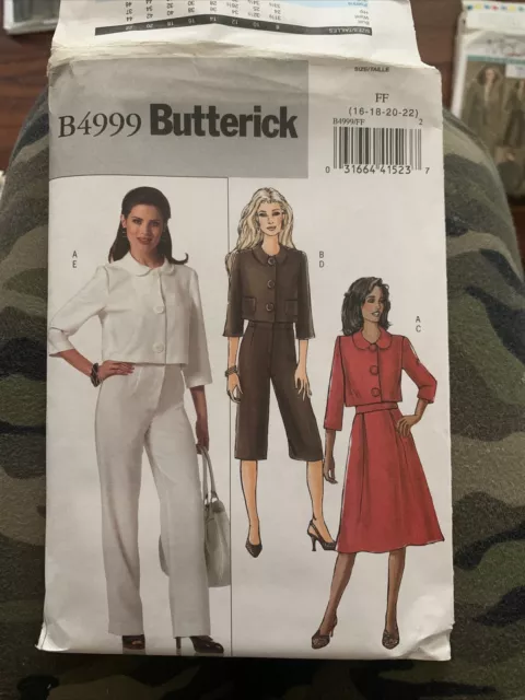 Butterick 4999 Crop Jacket Skirt Pants Capris Misses 16-22 Sewing Pattern UNCUT