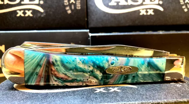 Case xx Trapper Knife Coral Sea Genuine Corelon 1/500 Stainless PRETTY COLORS !! 2