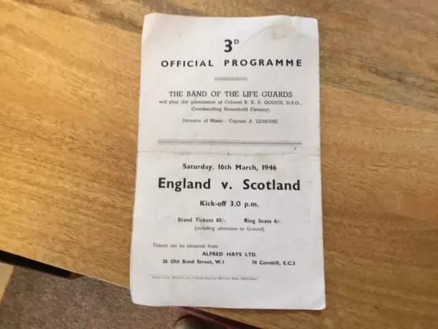 1. 1946. England / Wales. Rugby Match. Twickenham.programme.