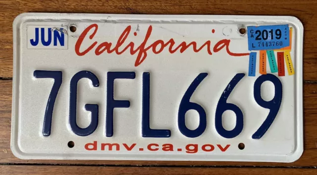 CALIFORNIA USA Rear Number Plate Embossed American License Plates # 7GFL669