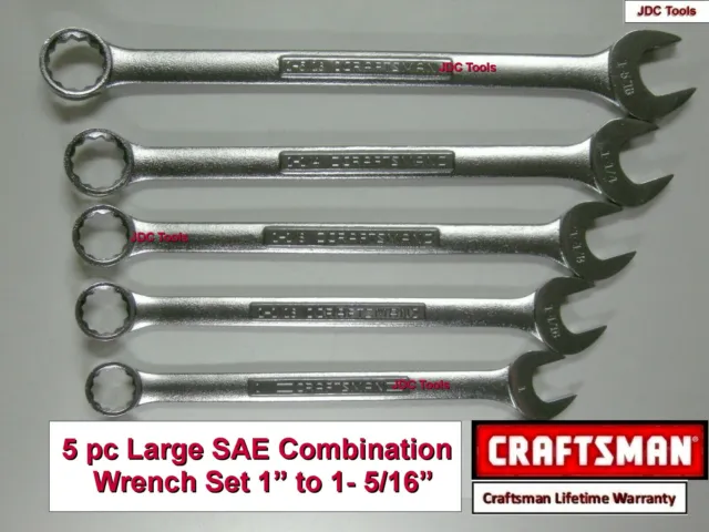 Craftsman 5pc LARGE SAE Combination Wrench Set 12pt  - 1" to 1 15/16"