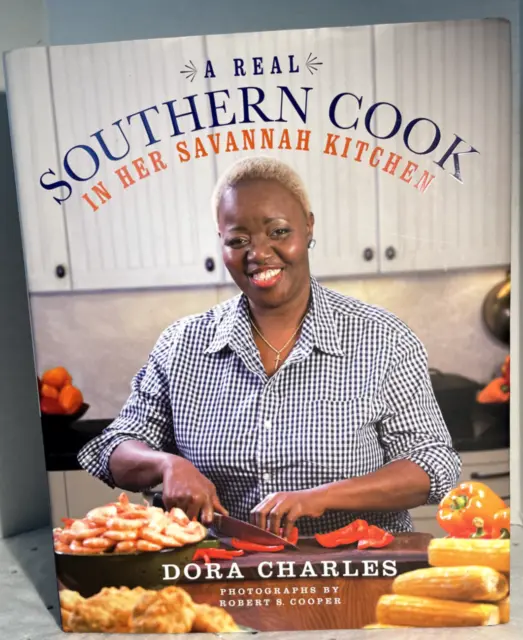 A Real Southern Cook cook book by Dora Charles in her Savannah kitchen