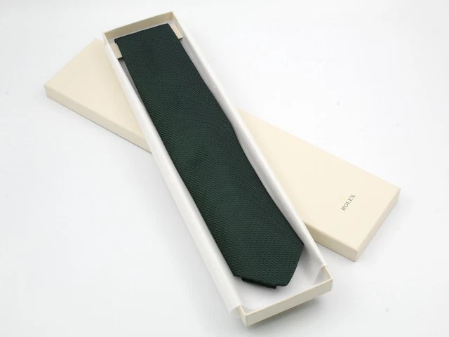 GADGET COLLEZIONI LUSSO Cravatta Rolex Colore Verde Seta 100% Uomo Top Quality EUR 240,00