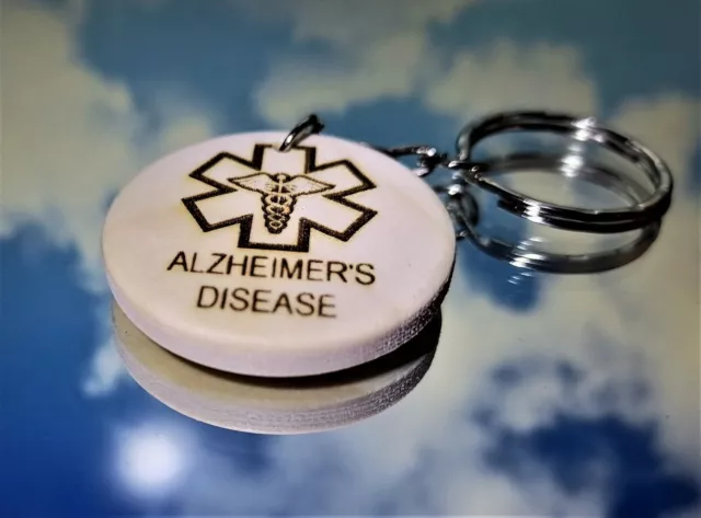Wooden keyring Medical "Alzheimer" personalised Medical Alert braclet,tag