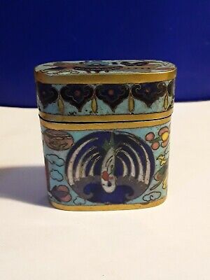 Antique Chinese Enamel Cloisonne Opium Box Safe Container Late Qing Dynasty