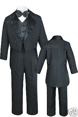 New Baby,Toddler,Kid Boy Wedding Formal Black Vest Bow Tie Tail Tuxedo Suit
