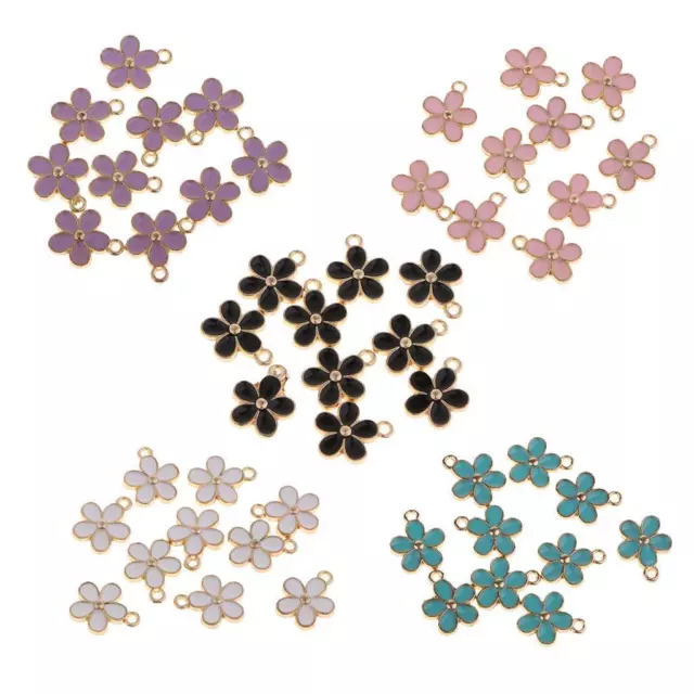 10Pcs Beautiful Flower Charms Small Pendants Enamel Charm