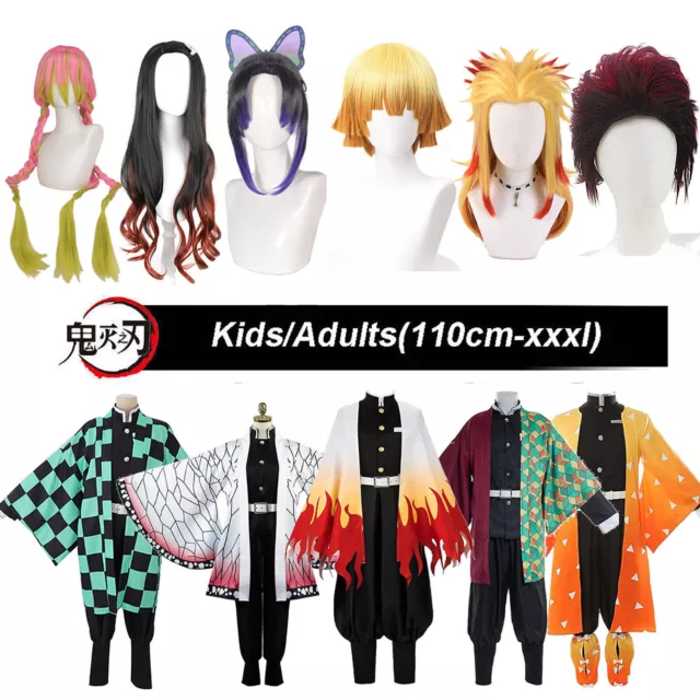 Demon Slayer Kamado Nezuko Adults Kids Cosplay Xmas Halloween Costumes Kit Wig