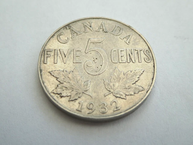 Canada 1932 Km#29 5 Cents 'S' Near Rim & '2' Near Leaf Variety Vf 1050801/802
