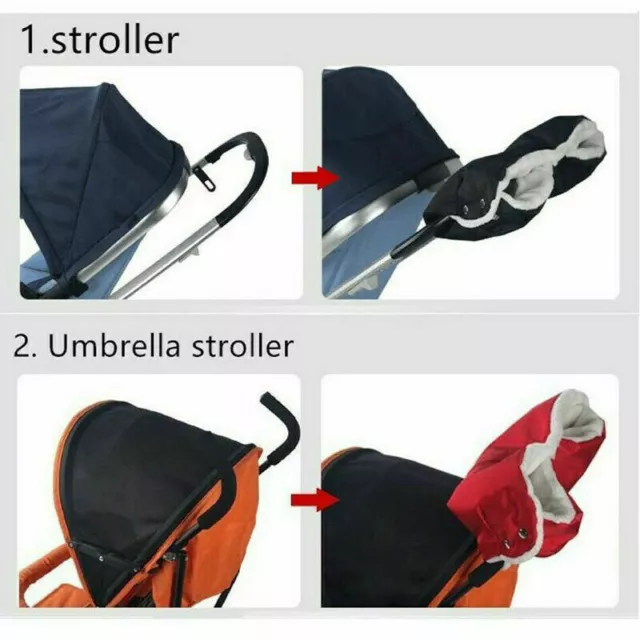 Winter Baby Pram Stroller Hand Muff Waterproof Fingerless Gloves Warmer Jogger 3