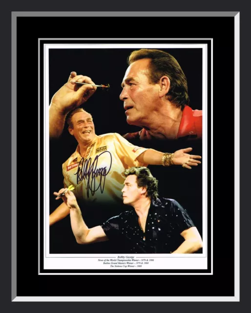 Bobby George Signed And Framed Darts Photograph B