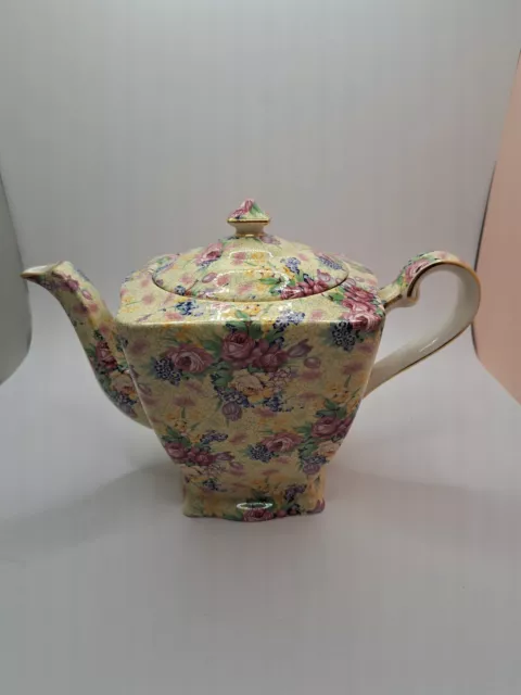 Royal Winton England Grimwades Welbeck Chintz Square Teapot 1995